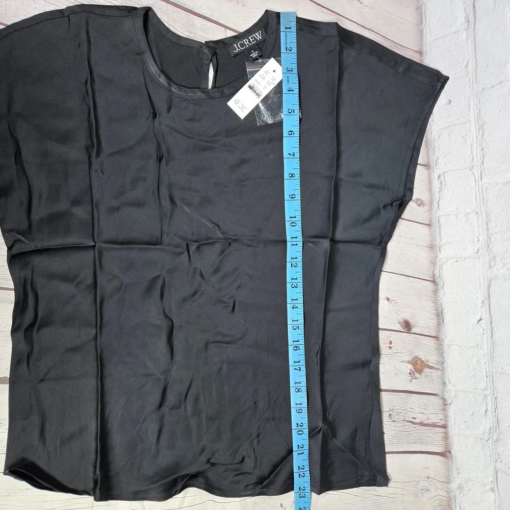 J. Crew Black Short Sleeve Satin like Tee